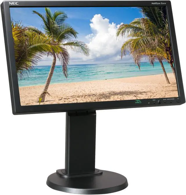Alt view image 3 of 10 - NEC Display MultiSync E201W-BK Black 20” Widescreen TN Panel, LED Backlight LCD Monitor 5ms 250cd/m2, Display Port, Height Adjust, Tilt & Swivel, ECO Mode function – Carbon Footprint Meter, 3 Year War