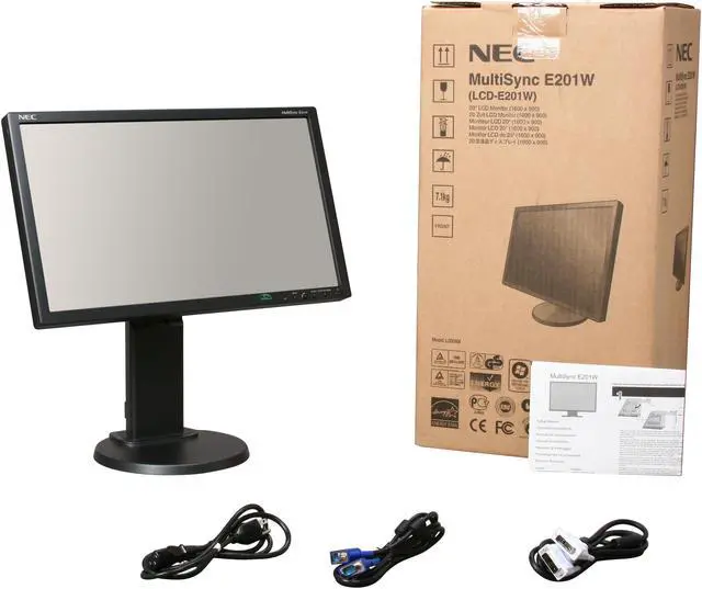 Alt view image 10 of 10 - NEC Display MultiSync E201W-BK Black 20” Widescreen TN Panel, LED Backlight LCD Monitor 5ms 250cd/m2, Display Port, Height Adjust, Tilt & Swivel, ECO Mode function – Carbon Footprint Meter, 3 Year War