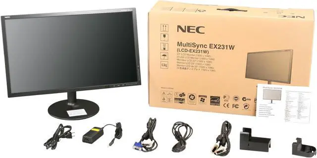 Alt view image 11 of 11 - NEC Display MultiSync EX231W-BK Black 23” Widescreen TN Panel, LED Backlight LCD Monitor 5ms 250cd/m2, DisplayPort, Height Adjust, Pivot, Tilt & Swivel, Intelligent Power Management, 3 Year Warranty
