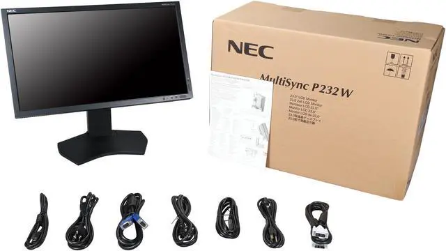 Alt view image 9 of 9 - NEC Display MultiSync P232W-BK Black 23” Widescreen IPS Panel, LED Backlight LCD Monitor 250cd/m2, DisplayPort, USB hub, Height Adjust/Pivot/Tilt/Swivel