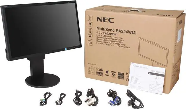 Alt view image 10 of 10 - NEC EA224WMi-BK 22" Full HD 1920 x 1080 DisplayPort HDMI DVI-D VGA USB Hub Built-in Speakers Widescreen Backlit LED IPS Monitor