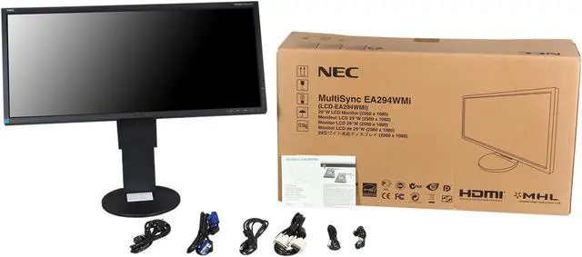 Alt view image 9 of 9 - NEC Display MultiSync EA294WMi-BK Black 29” Widescreen IPS Panel, LED Backlight LCD Monitor 6ms 300cd/m2, DisplayPort, USB hub, Height Adjust, Pivot, Tilt & Swivel, Speakers, 3 Year Warranty