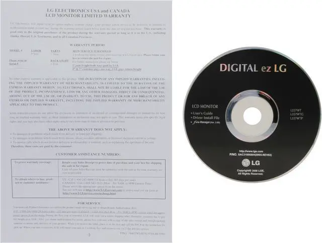 Alt view image 12 of 13 - LG L227WTG-PF Black 22" 2ms Widescreen LCD Monitor 300 cd/m2 10000:1DCR with HDCP Support