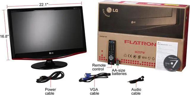 Alt view image 7 of 7 - LG M237WD-PM Black 23" HDMI Widescreen 16:9 Full 1080P LCD Monitor w/ Built-in Speaker 300 cd/m2 20000:1 w/ Built-in ATSC Digital Tuner