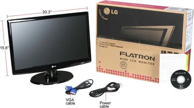 Alt view image 8 of 8 - LG W2243T-PF Black 21.5" 5ms GTG Full HD 1080P Widescreen LCD Monitor 300 cd/m2 30000:1 w/ HDCP Support