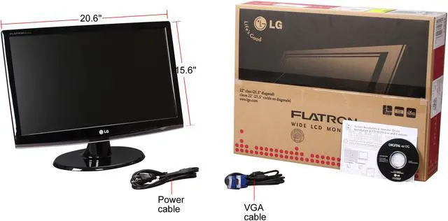 Alt view image 8 of 8 - LG W2253TQ-PF Black 21.5" 2ms(GTG) Full HD 1080P Widescreen LCD Monitor w/ HDCP Support 300 cd/m2 50000:1 w/ Smart Package