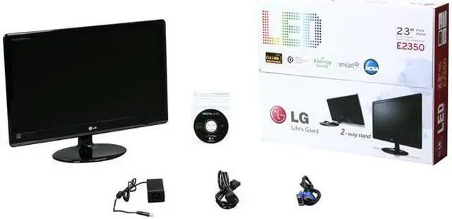 Alt view image 8 of 8 - LG E2350V-SN Glossy Black 23" 5ms Full HD HDMI LED Backlight LCD monitor  Slim Design 250 cd/m2 DC 5,000,000:1