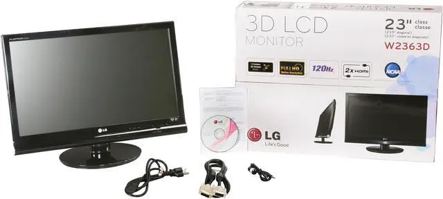 Alt view image 7 of 7 - LG W2363D-PF Black 23" 3ms Full HD 120Hz 3D WideScreen LCD Monitor 400 cd/m2 70,000:1
