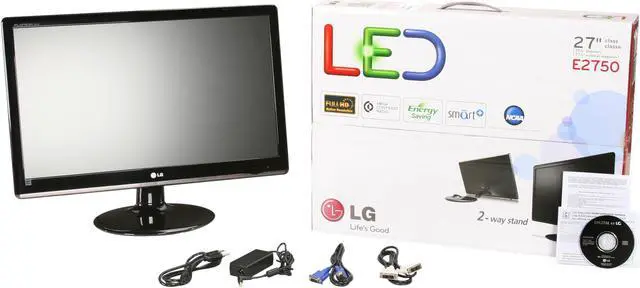 Alt view image 7 of 7 - LG E2750VR-SN Black 27" 1920 x 1080 5ms Full HD HDMI LED BackLight LCD Monitor Slim Design 250 cd/m2 5,000,000:1 (DFC)