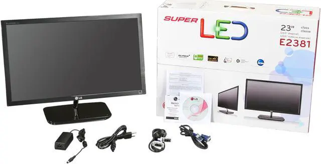 Alt view image 7 of 7 - LG E2381VR Glossy Black 23" 5msFull HD HDMI LED BackLight LCD Monitor 250 cd/m2 10,000,000:1