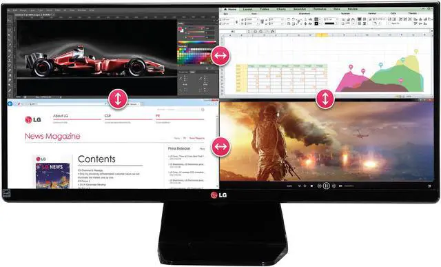 Alt view image 2 of 7 - LG 29UM65 Black 29" Dual HDMI UltraWide screen LED Backlight LCD Monitor IPS Panel 300 cd/m2 5000000:1 Built-in Speakers