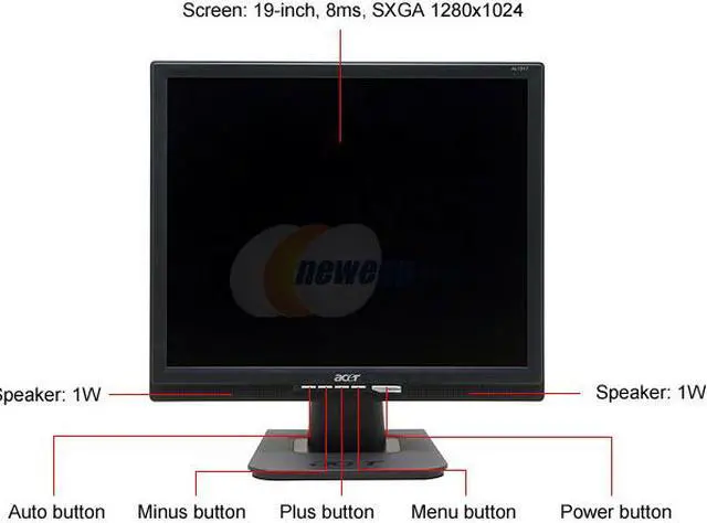 Alt view image 4 of 11 - Acer 19" TFT LCD SXGA LCD Monitor 8 ms D-Sub, DVI AL1917ABMD
