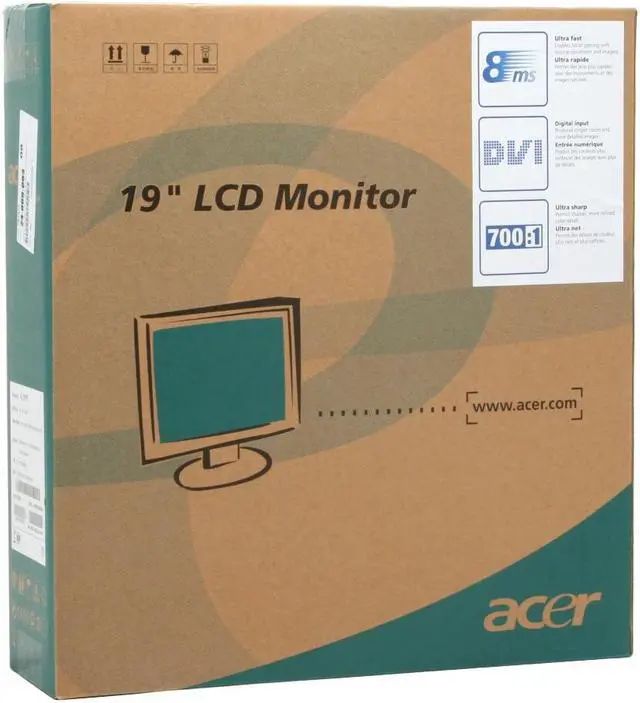 Alt view image 11 of 11 - Acer 19" TFT LCD SXGA LCD Monitor 8 ms D-Sub, DVI AL1917ABMD