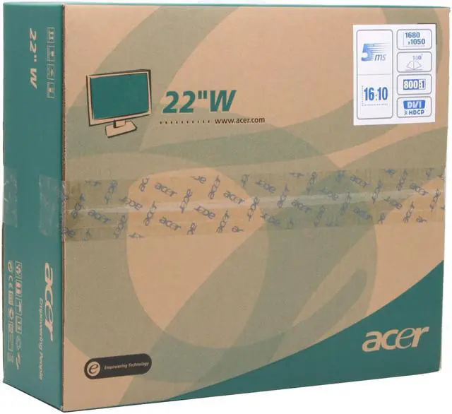 Alt view image 11 of 11 - Acer 22" Active Matrix, TFT LCD WSXGA LCD Monitor with HDCP Support 5 ms D-Sub, DVI AL2223Wd