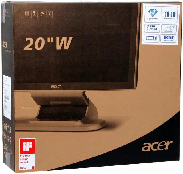 Alt view image 12 of 12 - Acer 20" TFT LCD WSXGA+ LCD Monitor 8 ms AL2051W