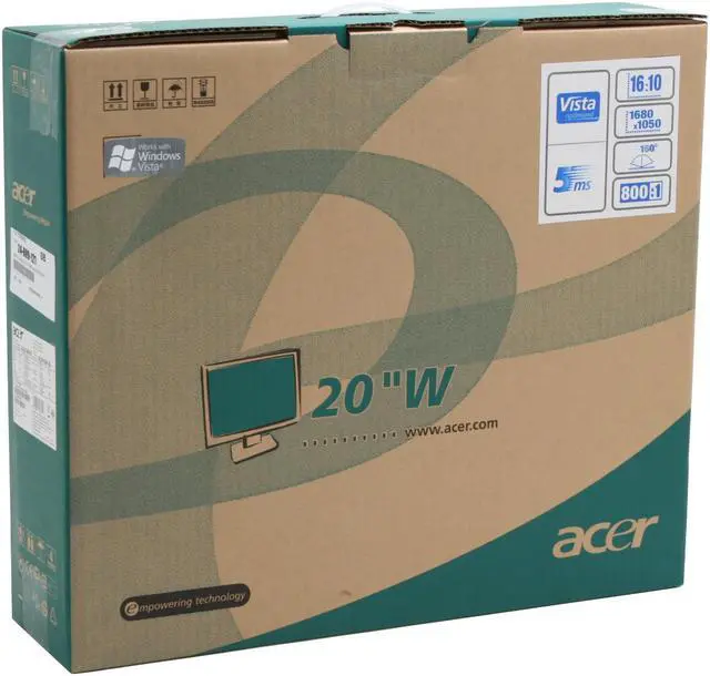Alt view image 12 of 12 - Acer 20" WSXGA+ LCD Monitor 5 ms D-Sub AL2016W Bb
