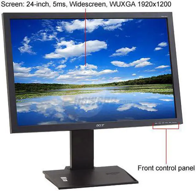 Alt view image 3 of 17 - Acer 24" WUXGA LCD Monitor with HDCP Support and Height & Pivot Adjustments 5 ms D-Sub, DVI B243Wbdr