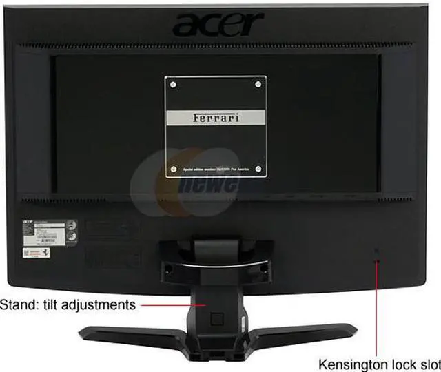 Alt view image 5 of 11 - Acer Ferrari F-22 Black-Red 22" 2ms HDMI Widescreen LCD Monitor 300 cd/m2 20000:1 Built in AC Adapter