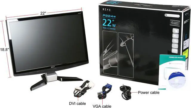 Alt view image 7 of 7 - Acer 22" TFT LCD WSXGA+ LCD Monitor 5 ms D-Sub, DVI P224Wbd
