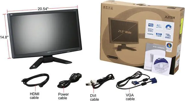 Alt view image 8 of 8 - Acer 21.5" LCD Monitor 5 ms D-Sub, DVI, HDMI X213Hbid