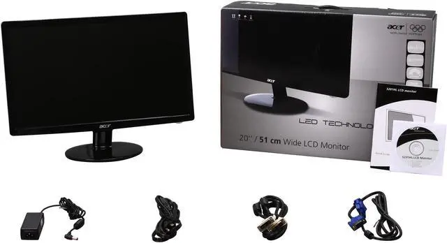 Alt view image 7 of 7 - Acer S201HLbd Black 20" 5ms  LED-Backlight LCD monitor 250 cd/m2 ACM 12,000,000:1 (1000:1)