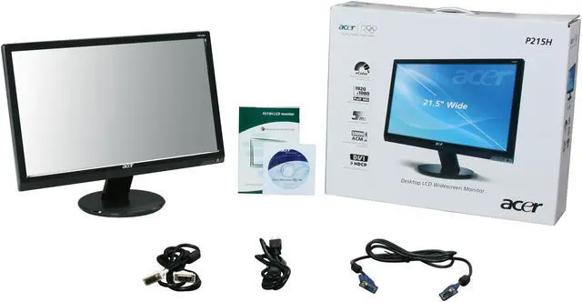 Alt view image 8 of 8 - Acer P215HBbd Black 21.5" 5ms Full HD WideScreen LCD Monitor 300 cd/m2 ACM 50,000:1 (1,000:1)