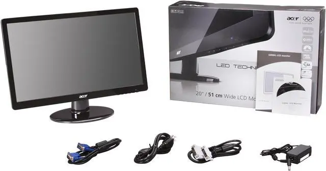 Alt view image 7 of 7 - Acer S200HLAbd Black 20" 5ms  LED Backlight Widescreen LCD Monitor 250 cd/m2 ACM 100,000,000:1 (1000:1)