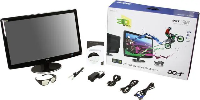 Alt view image 8 of 8 - Acer HR274Hbmii Black 27" 2ms Dual HDMI Widescreen LED 3D Monitor Built-In Speakers w/3D Glasses