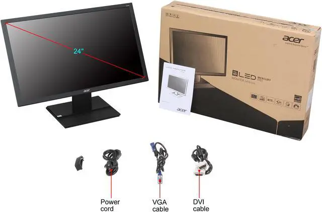 Alt view image 8 of 8 - Acer 24" 60 Hz LCD Monitor 5 ms D-Sub, DVI Flat Panel V246HL bd UM.FV6AA.003