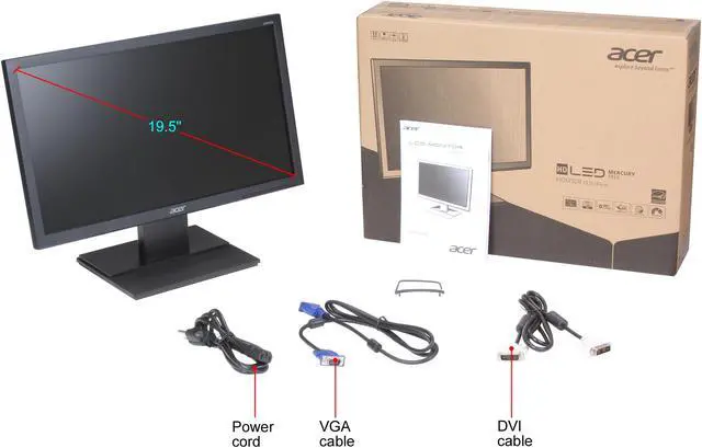 Alt view image 8 of 7 - Acer 19.5" 60 Hz TN HD+ LCD Monitor 5 ms D-Sub, DVI V6 V206HQL Abd