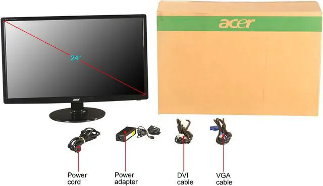 Alt view image 11 of 11 - Acer 24" 60Hz TN Monitor 5 ms D-Sub, DVI, HDMI S241HL bmid (UM.FS1AA.001)