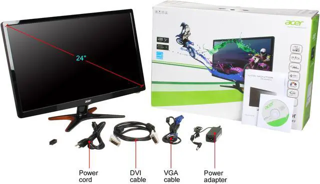 Alt view image 7 of 7 - Acer GN246HL 24" Full HD 1920 x 1080 144Hz 1ms DVI HDMI VGA Immersive 3D Backlit LED Gaming Monitor