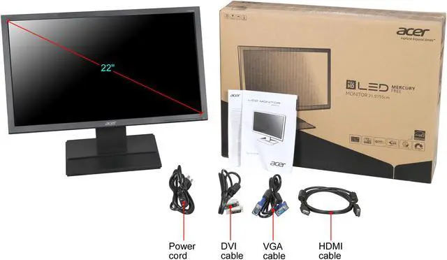 Alt view image 8 of 8 - Acer 22" 60 Hz TN FHD LCD Monitor 8 ms D-Sub, DVI, HDMI V226HQL Abmid UM.WV6AA.A05