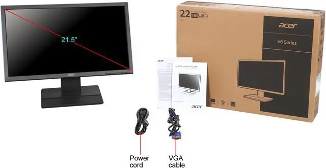 Alt view image 7 of 7 - Acer V226HQL Bbd 22" (Diagonal 21.5")  Full HD 1920 x 1080 60Hz 5ms DVI VGA Acer eColor LED Backlight LCD Monitor