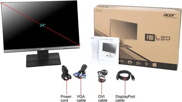 Alt view image 7 of 7 - Acer V246WL ydp UM.FV6AA.006 24" WUXGA 1920 x 1200 60Hz D-Sub, DVI IPS Monitor