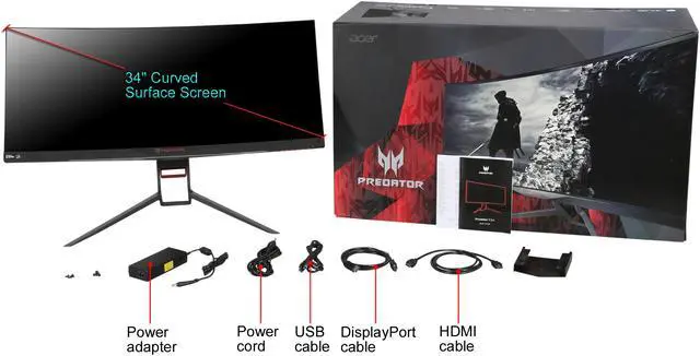 Alt view image 7 of 7 - Acer Predator X34 bmiphz Black 34" IPS 4ms (GTG) 60Hz/100Hz, 3440 x 1440 21:9, NVIDIA G-SYNC Ultra-wide Curved Gaming Monitor, ZeroFrame Design, Predator GameView Technology, VESA Mountable, Tilt/Height Adjustable, 2 x 7w Speakers