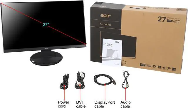 Alt view image 8 of 8 - Acer K2 Series K272HUL 27" WQHD 2560 x 1440 2K Resolution 1ms 60Hz DVI-D HDMI DisplayPort Built-in Speakers Eco Friendly Design LED Backlit LCD Monitor