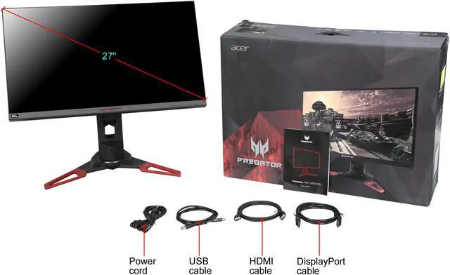 Alt view image 12 of 11 - Acer Predator XB1 XB271HU Abmiprz 27" WQHD 2560 x 1440 (2K) 1ms 144Hz (Overclock Refresh Rate 165 Hz) 350 cd/m2 G-Sync Gaming Monitor, HDMI, DisplayPort, USB3.0