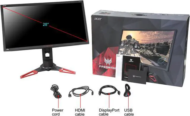 Alt view image 12 of 11 - Acer Predator XB1 Series XB281HK bmiprz 28" Ultra HD 3840 x 2160 4K Resolution 60Hz 1ms HDMI DisplayPort Built-in Speakers USB 3.0 Hub NVIDIA G-SYNC Backlit LED LCD Gaming Monitor