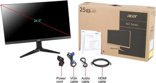 Alt view image 8 of 8 - Acer KG Series KG251Q 24.5" Full HD 1920 x 1080 75Hz 1ms 2xHDMI VGA AMD FreeSync Technology Flicker-Less Blue-Light Shield Frameless Built-in speakers Widescreen Backlit LED LCD Gaming Monitor