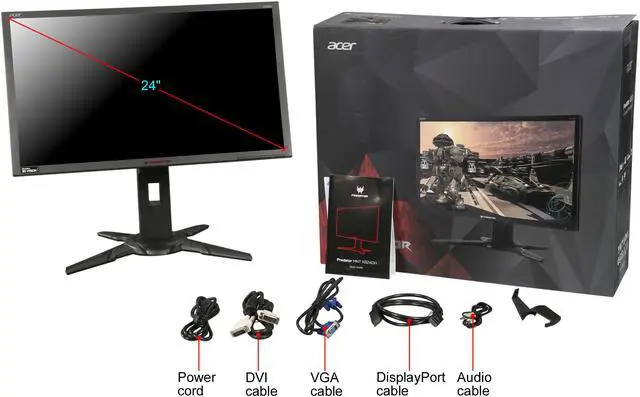 Alt view image 10 of 10 - Acer Predator XB240H Black 24" 1ms HDMI LED Backlight LCD/LED Monitor 350 cd/m2 Contrast Ratio (Native): 1,000:1 Contrast Ratio Max (ACM): 100,000,000:1