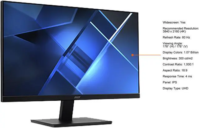 Alt view image 5 of 9 - Acer 28.0 60 Hz IPS UHD IPS Monitor 4 ms HDMI, DisplayPort, Audio Flat Panel V7 Series V287K bmiipx