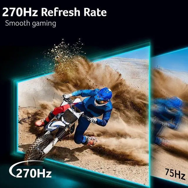 Alt view image 6 of 13 - Acer Nitro XV270U Z1bmiiprx 27" WQHD (2560 x 1440) IPS Monitor with AMD FreeSync Premium Technology, Up to 270Hz Refresh Rate, Up to 0.5ms, sRGB 99%, (2 x HDMI 2.0 Ports & 1 x Display Port 1.4)