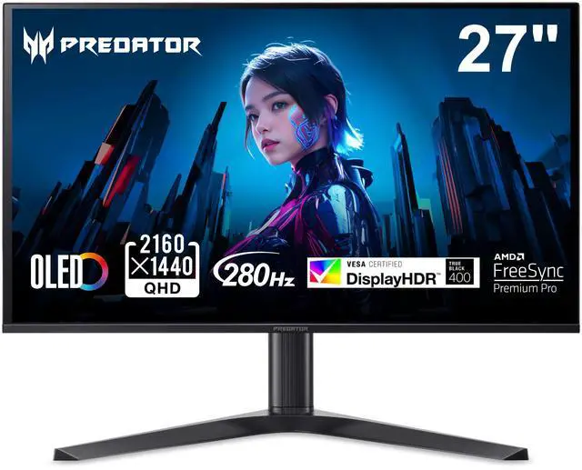 Acer Predator 27" WQHD 2K 1440P 280hz with AMD FreeSync Premium Pro, 0.03ms OLED Gaming Computer Monitor X27U Z1bmiiprx