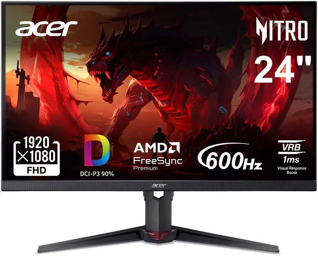 Acer Nitro 24" (24.1" viewable) Full HD 1080P 600hz with AMD FreeSync Premium 0.1ms Built-in Speakers Gaming Computer Monitor with Height Adjustable, Swivel, Pivot & Tilt Stand XV240 F6bmiiprx