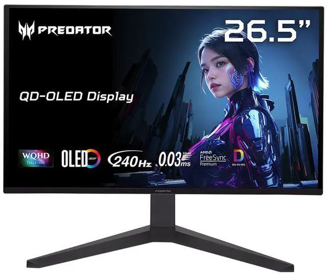 Main image of Acer Predator 27 inch WQHD 2K 1440P 240Hz AMD FreeSync Premium 240Hz OLED Gaming Computer Monitor with Height Adjustable, Swivel, Pivot & Tilt Stand X27U W1bmiipprx