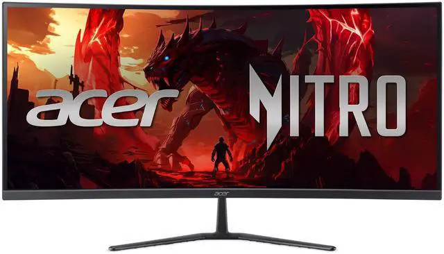 Acer Nitro ED340CUR J0biip 34" 1500R 21:9 Curved QHD (3440 x 1440) AMD FreeSync Premium Gaming Monitor, 120Hz Refresh Rate, 1ms (VRB), sRGB 99%, VESA Mounting Compliant