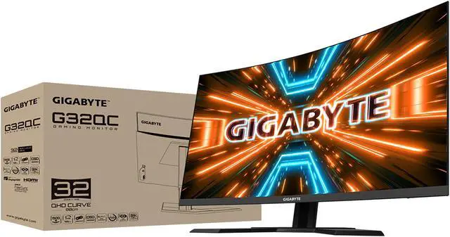 Alt view image 7 of 7 - GIGABYTE G32QC 32" 165Hz 1440P Curved Gaming Monitor, 2560 x 1440 VA 1500R Display, 1ms(MPRT), 94% DCI-P3, VESA Display HDR400, FreeSync Premium Pro, 1x Display Port 1.2, 2x HDMI 2.0, 2x USB 3.0