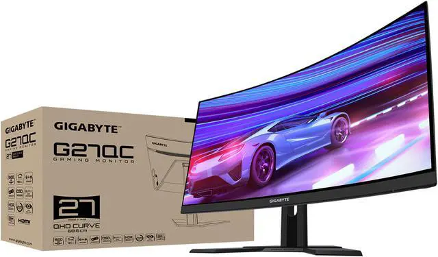 Alt view image 7 of 7 - GIGABYTE G27QC 27" 165 Hz 1440P Curved Gaming Monitor, 2560 x 1440 VA 1500R Display, 1ms (MPRT) Response Time, 92% DCI-P3, HDR Ready, FreeSync Premium, 1 x DisplayPort 1.2, 2 x HDMI 2.0, 2 x USB 3.0