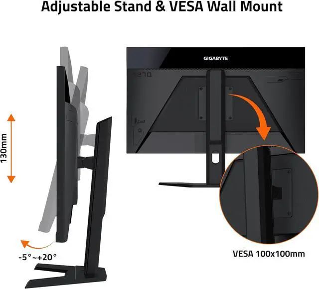 Alt view image 5 of 12 - GIGABYTE - M27Q (2023) - 27" IPS Gaming Monitor - QHD 2560x1440 - 165Hz/OC 170Hz - 1ms MPRT - AMD FreeSync Premium - Type C KVM - HDMI, DP, Type C - Height Adjustable - Black
